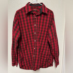 J. McLaughlin Red, Black, Yellow Tartan Plaid Button Down Size Med.